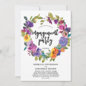 paarse oranje bloemenverlovingsfeestuitnodiging kaart (Voorkant)