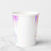 Paarse oranje bloemenwijnstok waterverf bruiloft papieren bekers (Rechts)