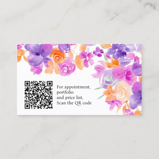 Paarse Oranje Boho bloemetjes bloemenmake-up haar Visitekaartje (Achterkant)