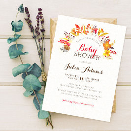 Paarse Oranje Boho Wildflower Foliage Baby shower Kaart