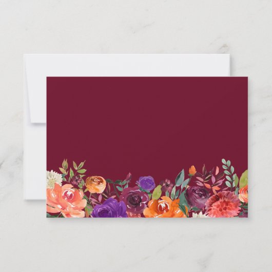 Paarse Oranje Bourgogne RSVP Kaartje (Achterkant)