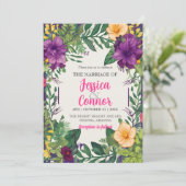 Paarse Oranje bruiloft laat levendige kleuren Kaart (Staand voorkant)
