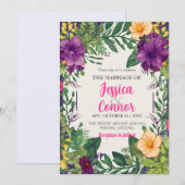 Paarse Oranje bruiloft laat levendige kleuren Kaart (Voorkant / Achterkant)