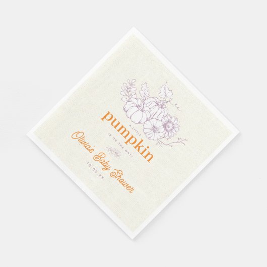 Paarse Oranje burlap kleine pompoen Baby shower Servet (Hoek)