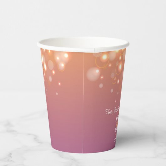 Paarse oranje champagnebubbels bruiloft papieren bekers (Rechts)