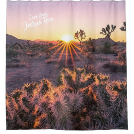 Paarse Oranje Cholla Cactus Joshua Tree Sunset art Douchegordijn