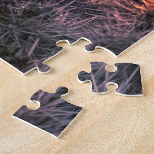 Paarse Oranje Cholla Cactus Joshua Tree Sunset art Legpuzzel (Zijkant)