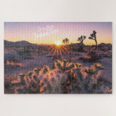 Paarse Oranje Cholla Cactus Joshua Tree Sunset art Legpuzzel (Horizontaal)