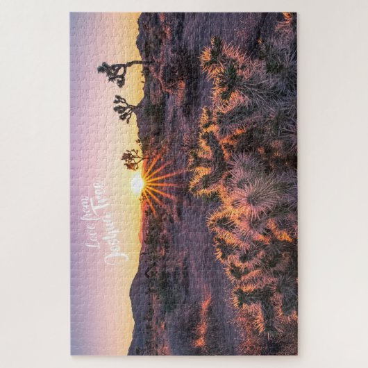 Paarse Oranje Cholla Cactus Joshua Tree Sunset art Legpuzzel (Verticaal)