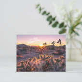 Paarse & Oranje Cholla Cactus Joshua Tree Sunset Briefkaart (Staand voorkant)