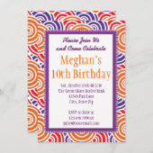 Paarse Oranje Circles Birthday Party Invitations Kaart (Voorkant / Achterkant)