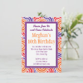 Paarse Oranje Circles Birthday Party Invitations Kaart (Staand voorkant)