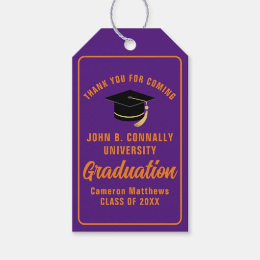 Paarse Oranje Custom 2024 Graduation Party Cadeaulabel (Voorkant)