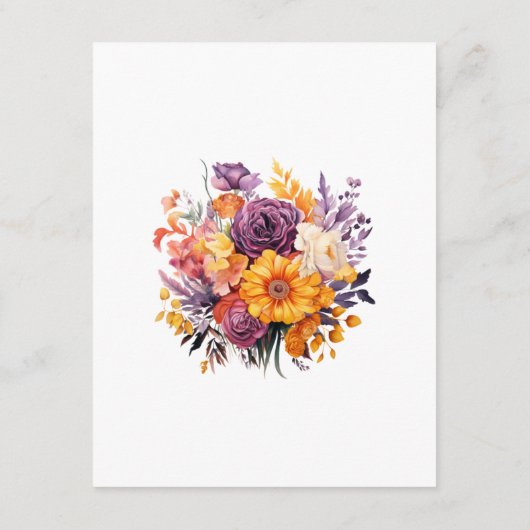 Paarse, Oranje en Gele Bloemen Gast Details Informatiekaartje (Achterkant)