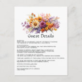 Paarse, Oranje en Gele Bloemen Gast Details Informatiekaartje (Voorkant)