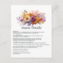 Paarse, Oranje en Gele Bloemen Gast Details