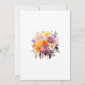 Paarse, Oranje en gele bloemenbruiloft Save The Date (Achterkant)