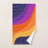 Paarse oranje en gele retro diagonale golven bad handdoek (Handdoek)