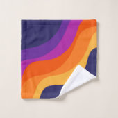 Paarse oranje en gele retro diagonale golven bad handdoek (Wasdoekje)