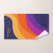 Paarse oranje en gele retro diagonale golven bad handdoek (Handdoek)