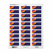 Paarse oranje en gele retro diagonale golven etiket (Full Sheet)