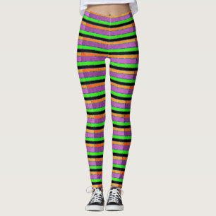 Paarse Oranje en groene gestripte Leggings