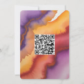 Paarse Oranje en Rode Roos Bruiloft met QR-code Kaart (Achterkant)