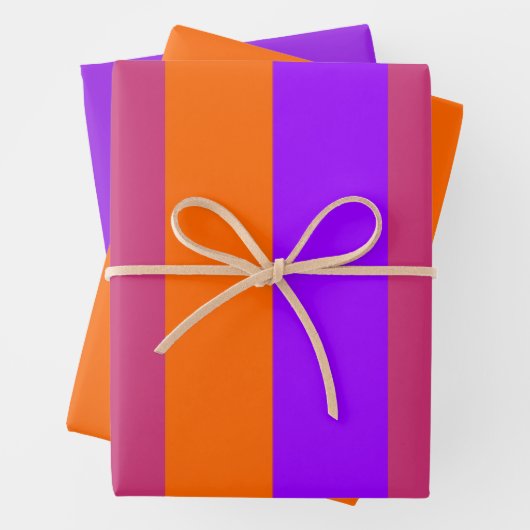 Paarse, Oranje en roze strepen Inpakpapier Vel (In situ)