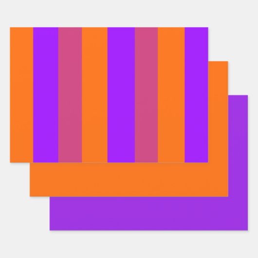 Paarse, Oranje en roze strepen Inpakpapier Vel (Set)