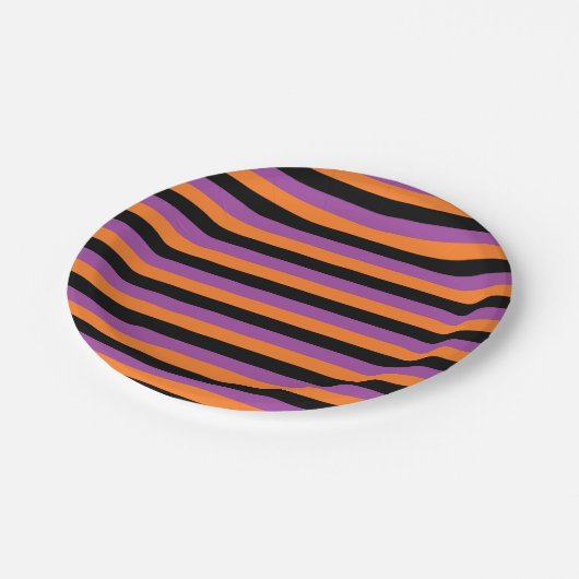 Paarse, Oranje en zwarte strepen Papieren Bordje (Gekanteld)