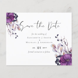 Paarse Oranje Floral Weddenschap Save Dates