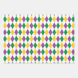 PAARSE ORANJE GEEL MARDI GRAS THEME INPAKPAPIER VEL