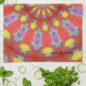 Paarse Oranje Gele Abstracte Patroon Keukentoren Theedoek (Gevouwen)