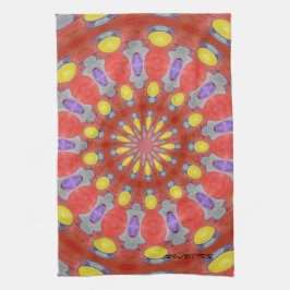 Paarse Oranje Gele Abstracte Patroon Keukentoren Theedoek