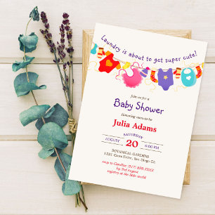 Paarse Oranje Gele garderobe baby shower kleren Kaart