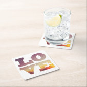 Paarse/oranje/gele liefdestekst kartonnen onderzetters (Insitu)