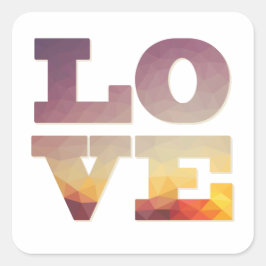 Paarse/oranje/gele liefdestekst vierkante sticker