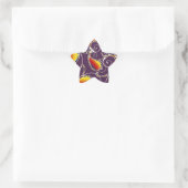 Paarse oranje gele paisley ster sticker (Tas)