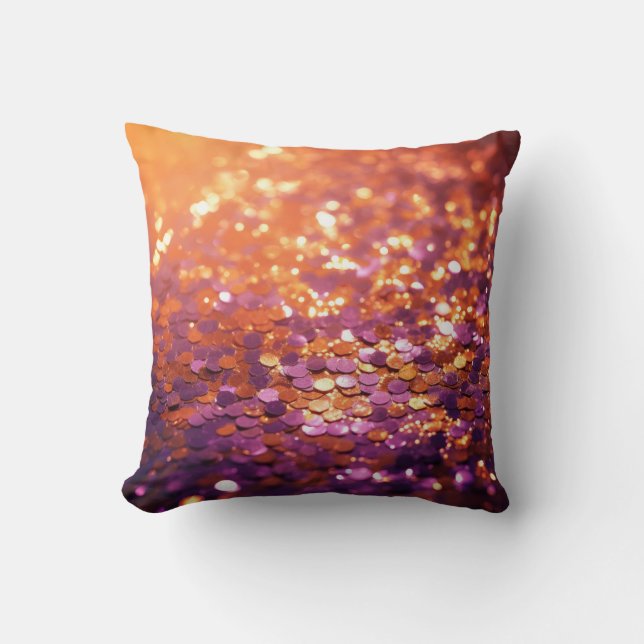 Paarse Oranje Glitter Achtergrond-77996 Kussen (Voorkant)