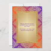 Paarse, Oranje Glitter Wedding Invite Gold FAUX Kaart (Achterkant)