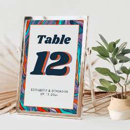 Paarse Oranje golvende moderne retro groovy bruilo Kaart