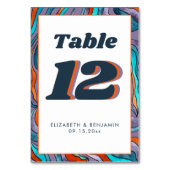 Paarse Oranje golvende moderne retro groovy bruilo Kaart (Achterkant)