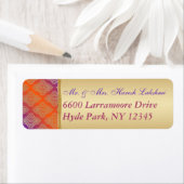 Paarse Oranje gouden damast retour adres label (Insitu)