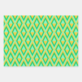 PAARSE ORANJE GREEN MARDI GRAS PATTERNEN INPAKPAPIER VEL