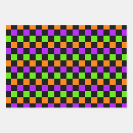 PAARSE ORANJE GROENE GELE HALLOWEEN PATRONEN INPAKPAPIER VEL