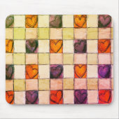 Paarse oranje groene hart gingham Muismat (Voorkant)