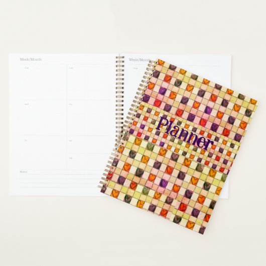 Paarse oranje groene hart gingham Planner (Display)