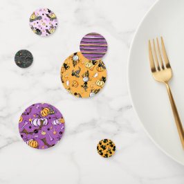 PAARSE ORANJE HALLOWEEN CATS PUMPKINS CONFETTI