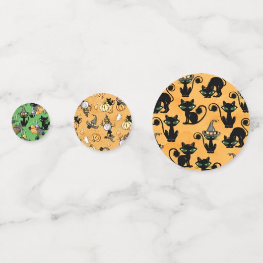 PAARSE ORANJE HALLOWEEN CATS PUMPKINS CONFETTI (Achterkanten)