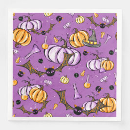 PAARSE ORANJE HALLOWEEN PUMPKINS EN ZWARTE BATTEN SERVET